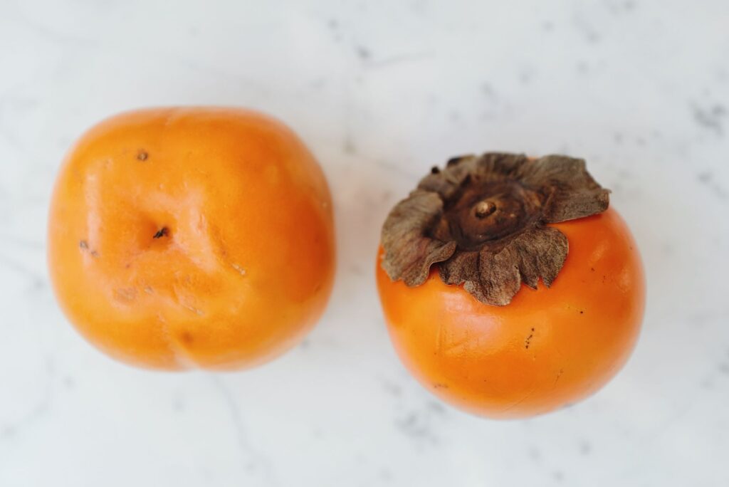 ripe Fuyu persimmon with edible skin